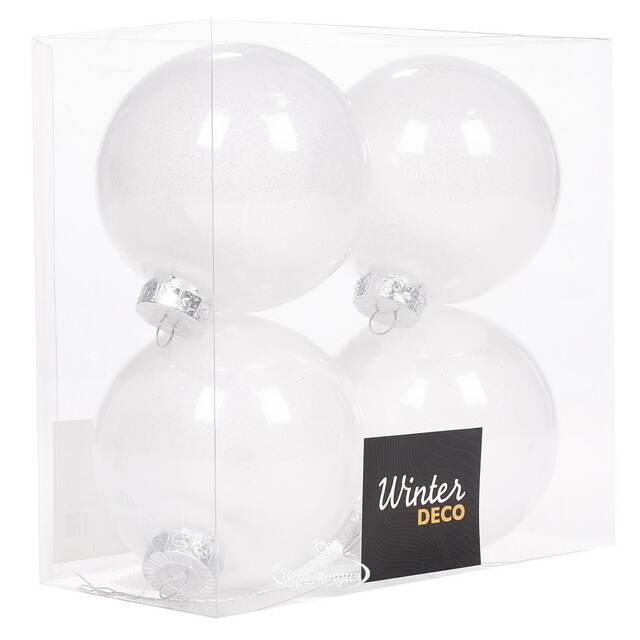 Елочные ПЭТ шары Albertine - White Glaze 10 см, 4 шт Winter Deco