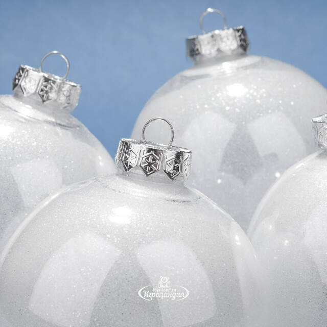 Елочные ПЭТ шары Albertine - White Glaze 10 см, 4 шт Winter Deco