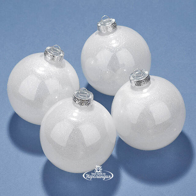 Елочные ПЭТ шары Albertine - White Glaze 10 см, 4 шт Winter Deco