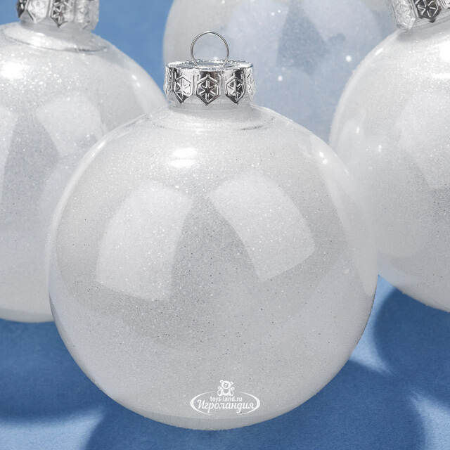 Елочные ПЭТ шары Albertine - White Glaze 10 см, 4 шт Winter Deco