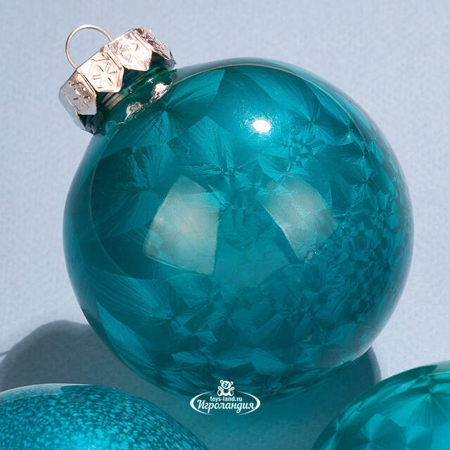 Елочные ПЭТ шары Albertine - Голубые Гавайи 8 см, 6 шт Winter Deco