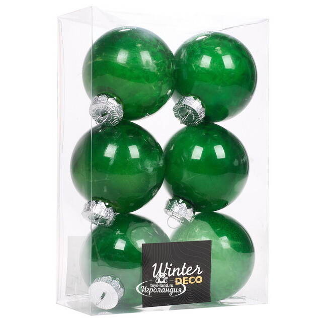 Елочные ПЭТ шары Albertine - Christmas Green 8 см, 6 шт Winter Deco