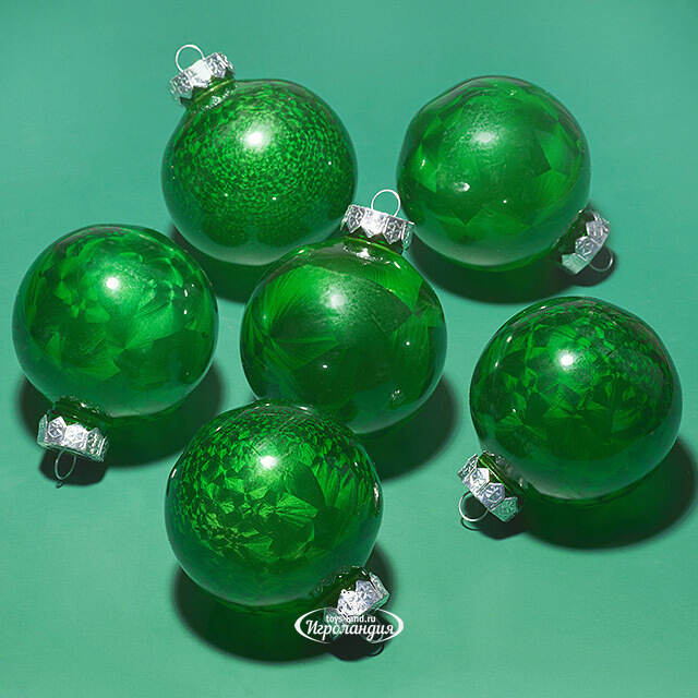 Елочные ПЭТ шары Albertine - Christmas Green 8 см, 6 шт Winter Deco
