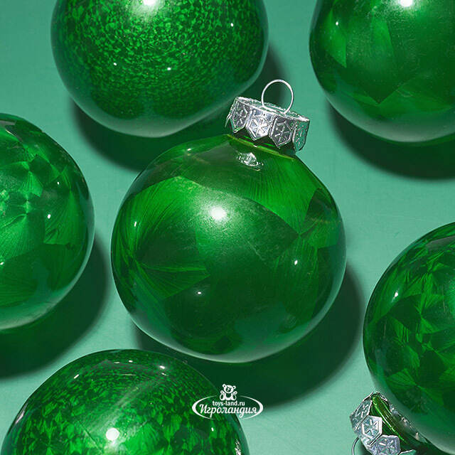 Елочные ПЭТ шары Albertine - Christmas Green 8 см, 6 шт Winter Deco