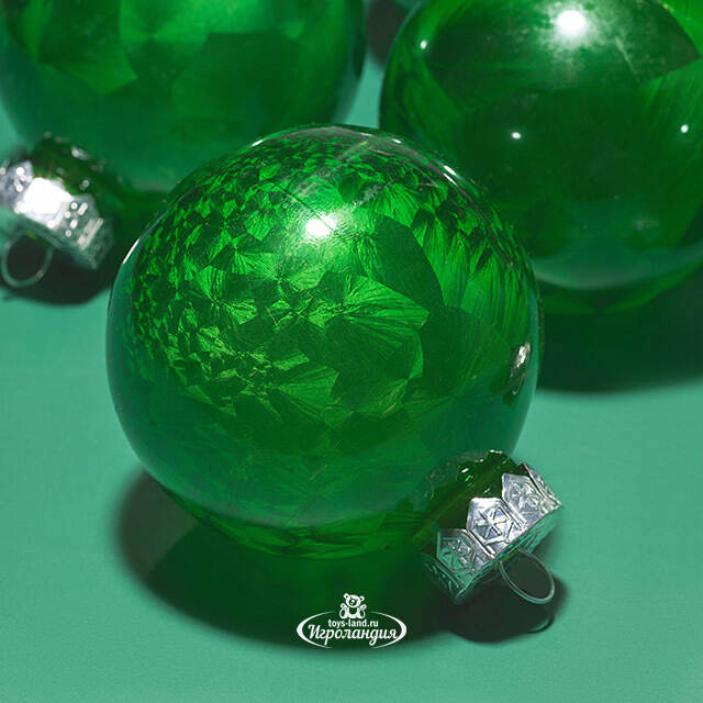 Елочные ПЭТ шары Albertine - Christmas Green 8 см, 6 шт Winter Deco