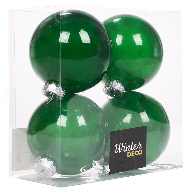 Елочные ПЭТ шары Albertine - Christmas Green 10 см, 4 шт Winter Deco