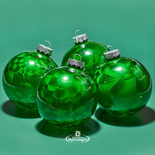 Елочные ПЭТ шары Albertine - Christmas Green 10 см, 4 шт Winter Deco