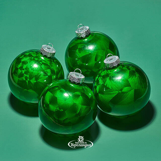 Елочные ПЭТ шары Albertine - Christmas Green 10 см, 4 шт Winter Deco