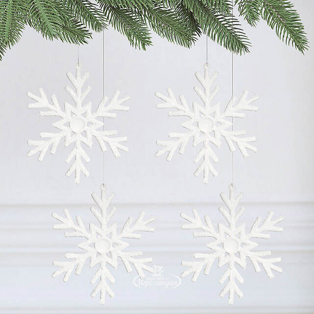 Елочная игрушка Снежинка - Levanto 15 см, 4 шт Winter Deco