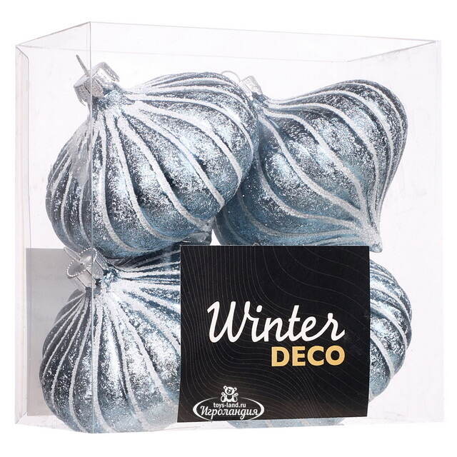 Елочные игрушки Луковки - Kalavino 8 см голубой, 4 шт Winter Deco