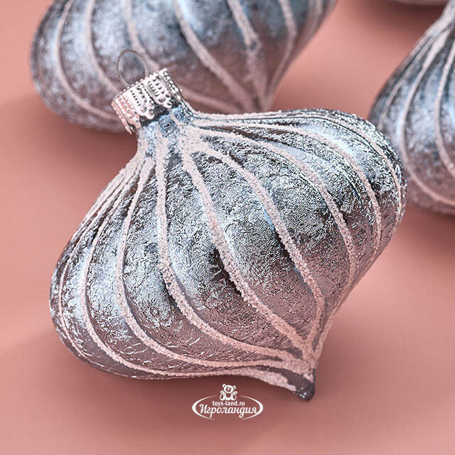 Елочные игрушки Луковки - Kalavino 8 см голубой, 4 шт Winter Deco