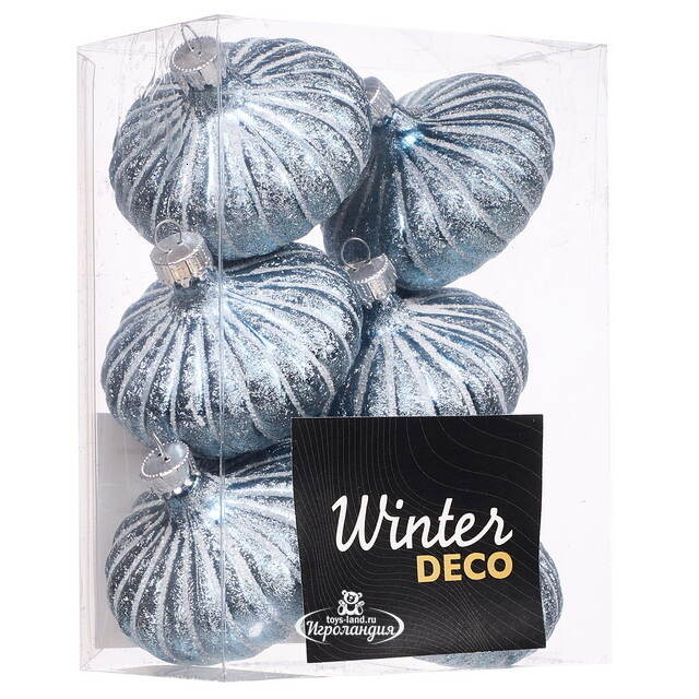 Елочные игрушки Луковки - Kalavino 6 см голубой, 6 шт Winter Deco