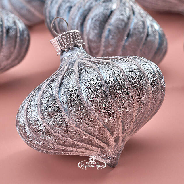 Елочные игрушки Луковки - Kalavino 6 см голубой, 6 шт Winter Deco