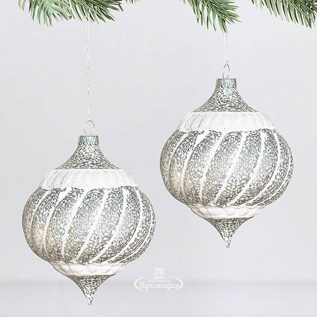 Пластиковые шары Луковки Pearl Ramona 10 см, 2 шт Winter Deco