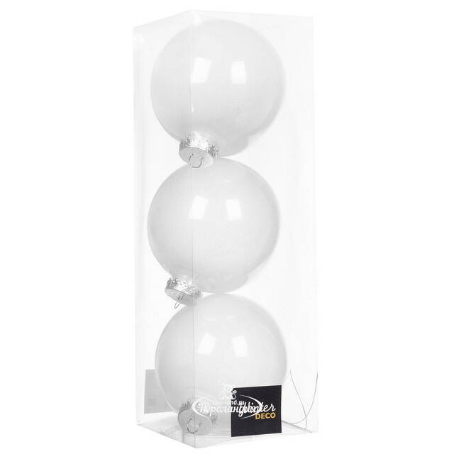 Елочные ПЭТ шары Albertine - White Glaze 15 см, 3 шт Winter Deco