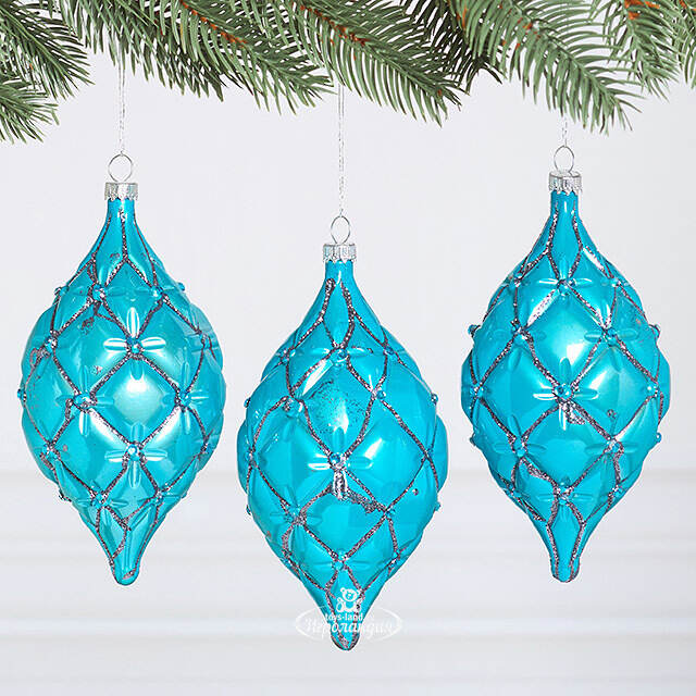 Елочные игрушки Сосульки Sarentino - Голубая Мечта 15 см, 3 шт, пластик Winter Deco
