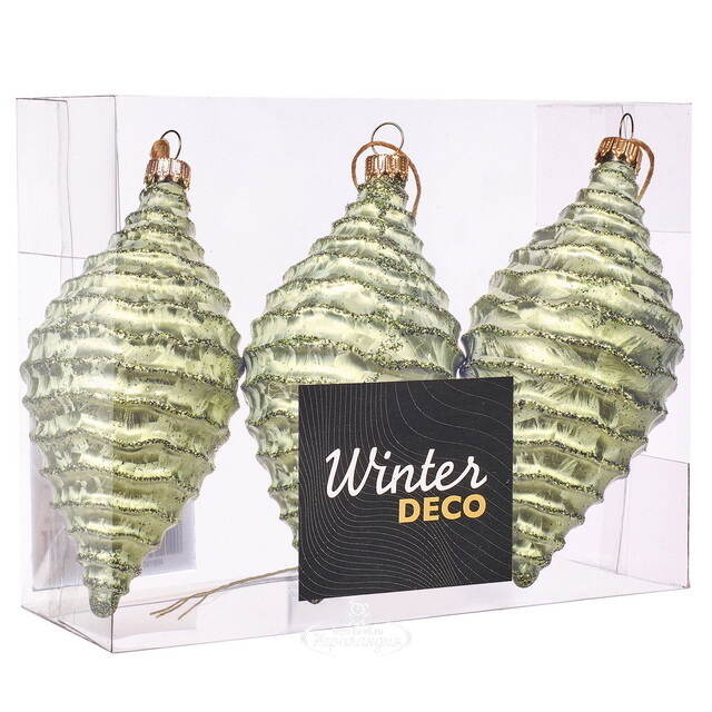 Елочные игрушки Сосульки - Polla Salento 12 см оливковый, 3 шт, пластик Winter Deco