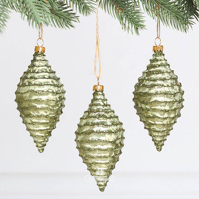 Елочные игрушки Сосульки - Polla Salento 12 см оливковый, 3 шт, пластик Winter Deco