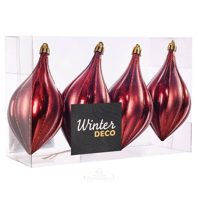 Елочные игрушки Сосульки - Riola Sardo 12 см бордовый, 4 шт, пластик Winter Deco