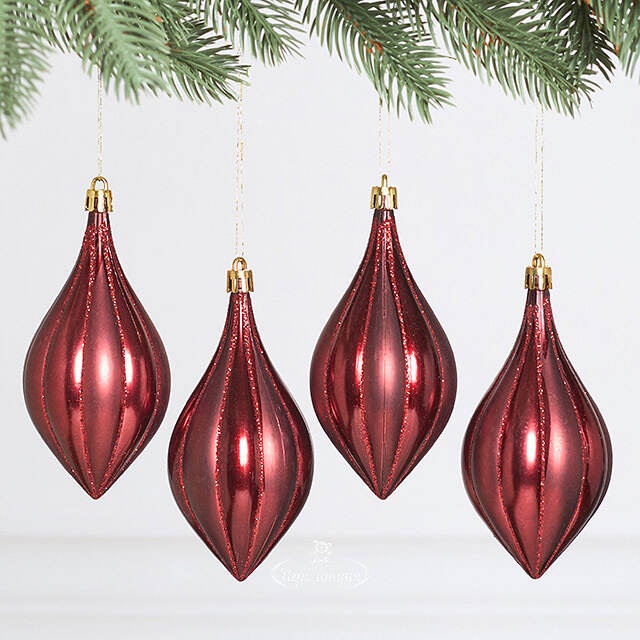 Елочные игрушки Сосульки - Riola Sardo 12 см бордовый, 4 шт, пластик Winter Deco