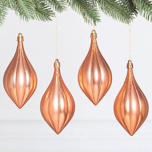 Елочные игрушки Сосульки - Riola Sardo 12 см миндальный, 4 шт, пластик Winter Deco
