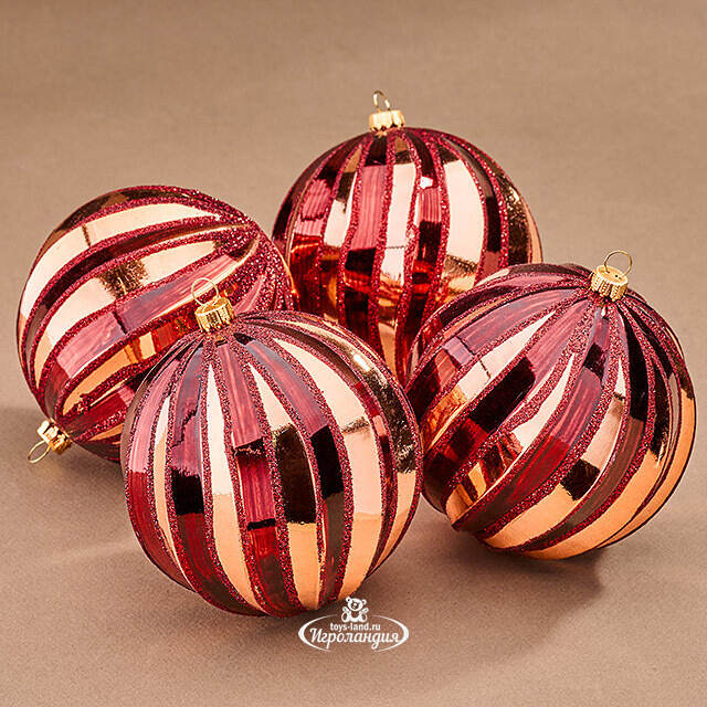 Елочные шары Sulmona - Avola 10 см, 4 шт, пластик Winter Deco