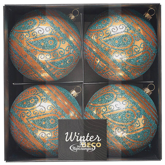 Елочные шары Faleron - Galatone 10 см, 4 шт, пластик Winter Deco