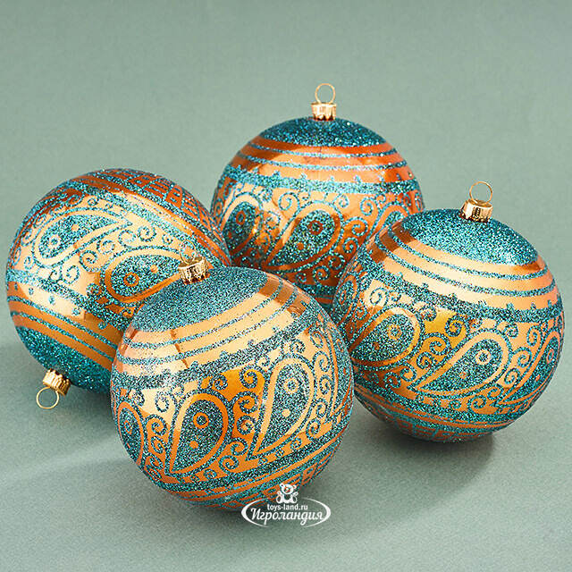 Елочные шары Faleron - Galatone 10 см, 4 шт, пластик Winter Deco