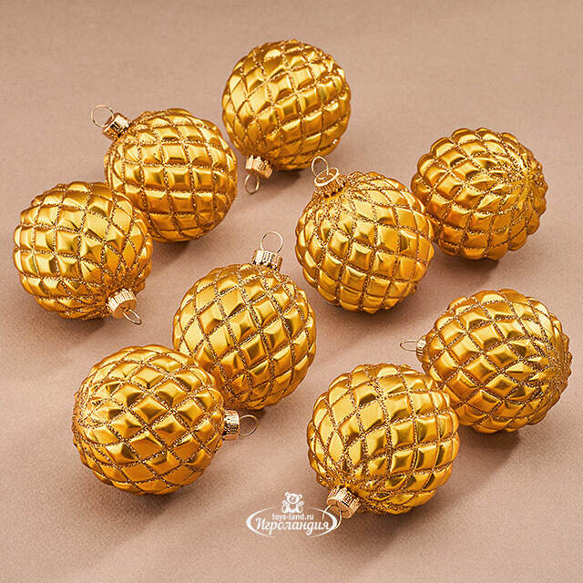 Елочные шары Matelasse 6 см, 9 шт, пластик Winter Deco