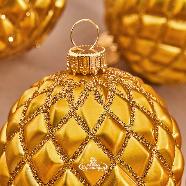 Елочные шары Matelasse 6 см, 9 шт, пластик Winter Deco