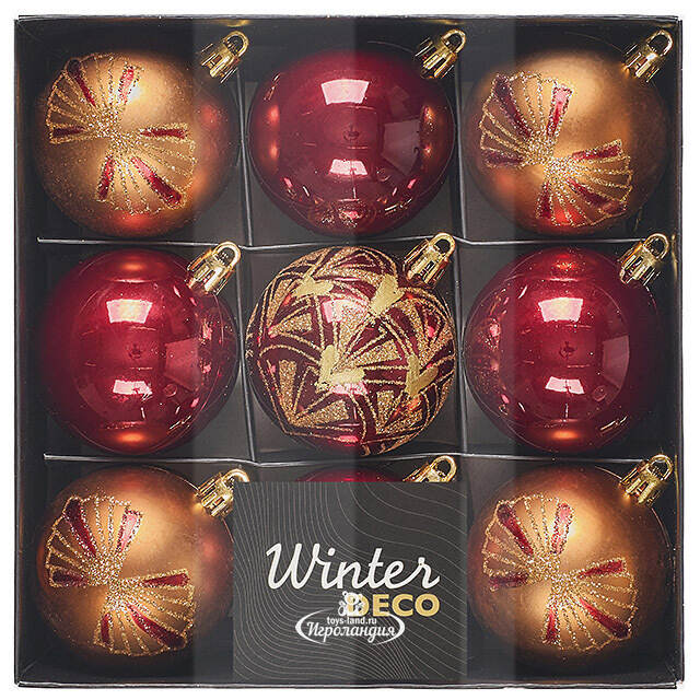 Елочные шары Rowetta - Roddy 6 см, 9 шт, пластик Winter Deco