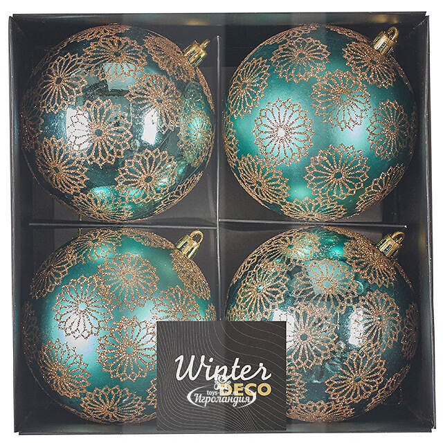 Елочные шары Barga - Venetiko 10 см, 4 шт, пластик Winter Deco
