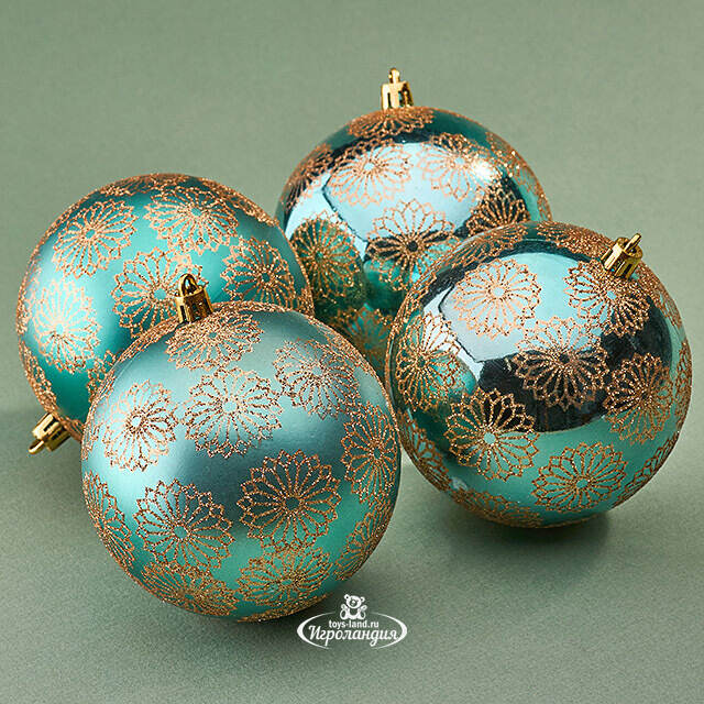 Елочные шары Barga - Venetiko 10 см, 4 шт, пластик Winter Deco