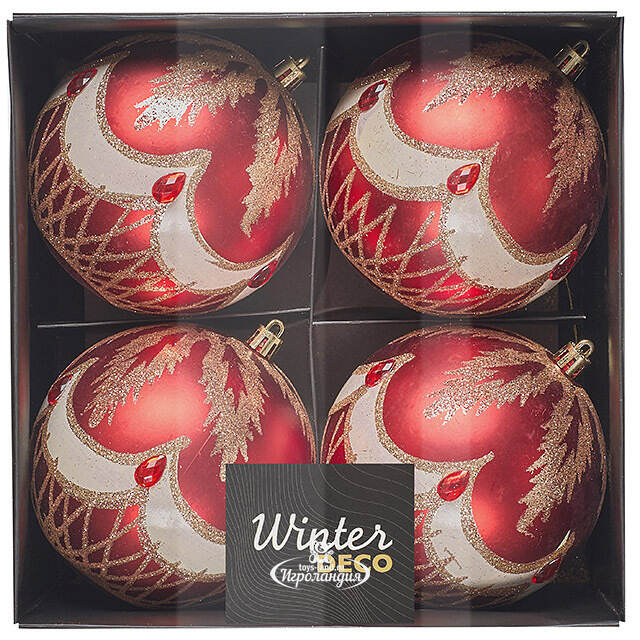 Елочные шары Dronero - Caluso 10 см, 4 шт, пластик Winter Deco