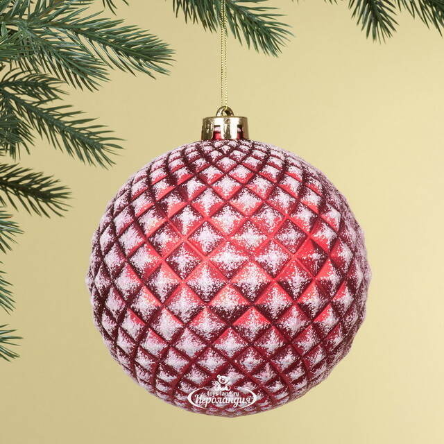 Елочный шар Лисандра 15 см красный, пластик Winter Deco