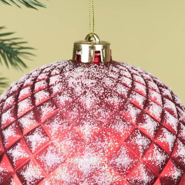 Елочный шар Лисандра 15 см красный, пластик Winter Deco