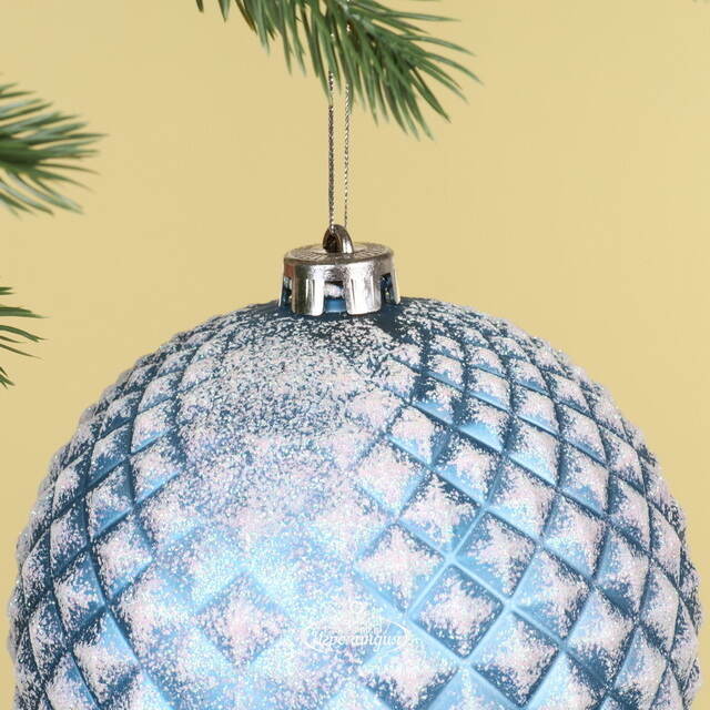 Елочный шар Lysandrea 15 см голубой, пластик Winter Deco