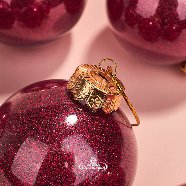 Елочные ПЭТ шары Albertine - Garnet Garden 8 см, 6 шт, пластик Winter Deco