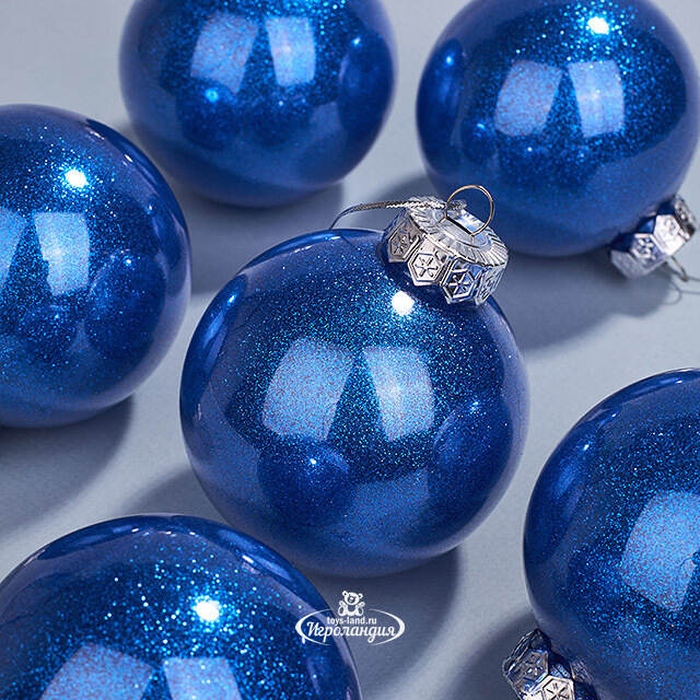 Елочные ПЭТ шары Albertine - Starry Midnight 8 см, 6 шт, пластик Winter Deco