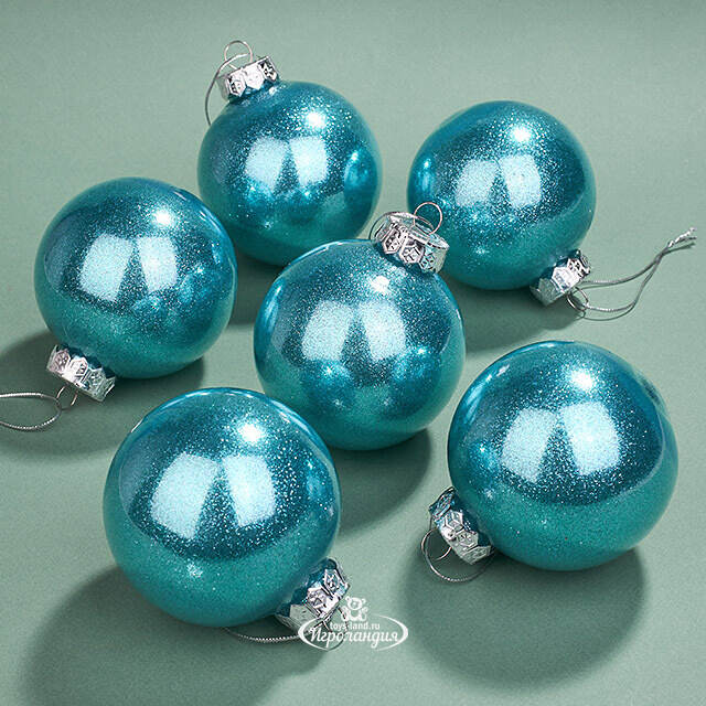 Елочные ПЭТ шары Albertine - Azure Deal 8 см, 6 шт, пластик Winter Deco