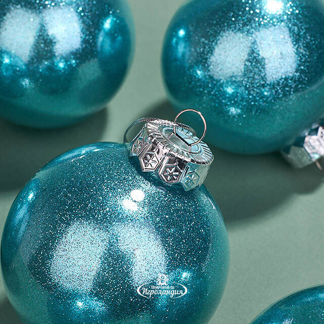 Елочные ПЭТ шары Albertine - Azure Deal 8 см, 6 шт, пластик Winter Deco