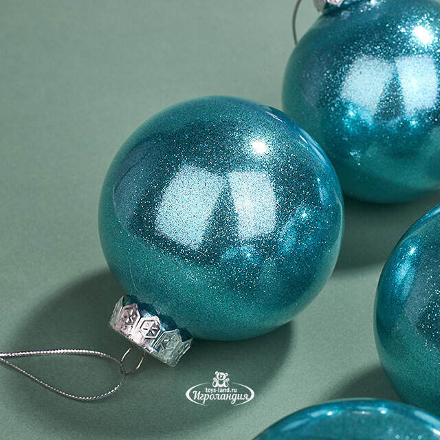 Елочные ПЭТ шары Albertine - Azure Deal 8 см, 6 шт, пластик Winter Deco