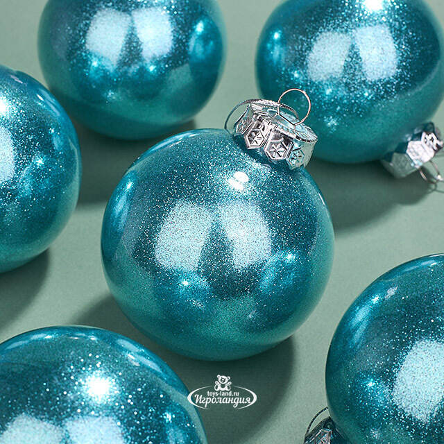 Елочные ПЭТ шары Albertine - Azure Deal 8 см, 6 шт, пластик Winter Deco
