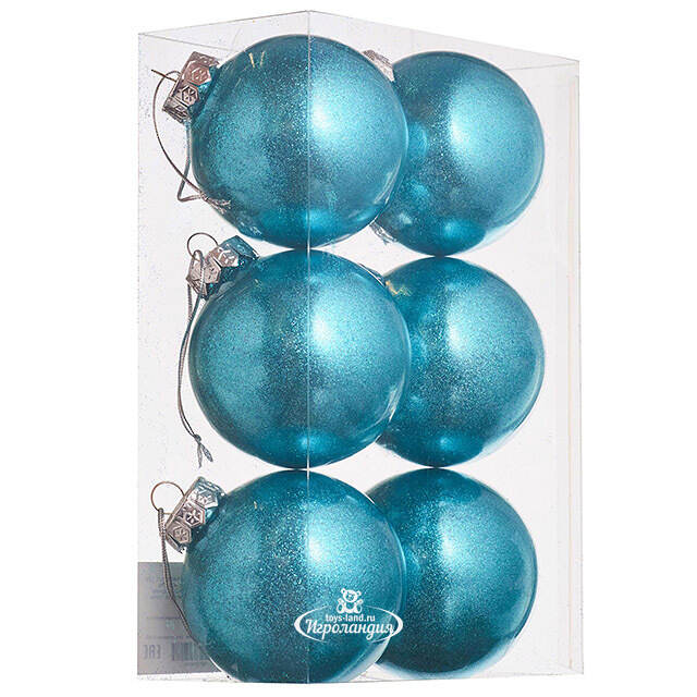 Елочные ПЭТ шары Albertine - Azure Deal 8 см, 6 шт, пластик Winter Deco