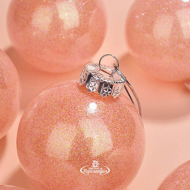 Елочные ПЭТ шары Albertine - Sugar Peach 8 см, 6 шт, пластик Winter Deco