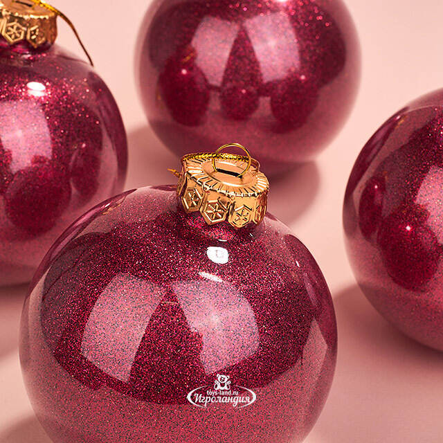 Елочные ПЭТ шары Albertine - Garnet Garden 10 см, 4 шт, пластик Winter Deco