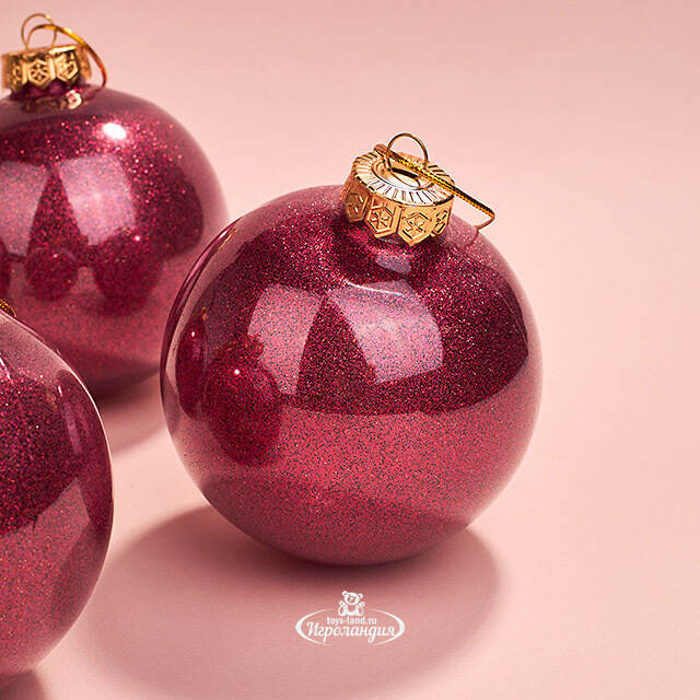 Елочные ПЭТ шары Albertine - Garnet Garden 10 см, 4 шт, пластик Winter Deco