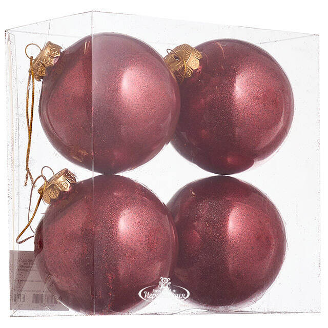 Елочные ПЭТ шары Albertine - Garnet Garden 10 см, 4 шт, пластик Winter Deco