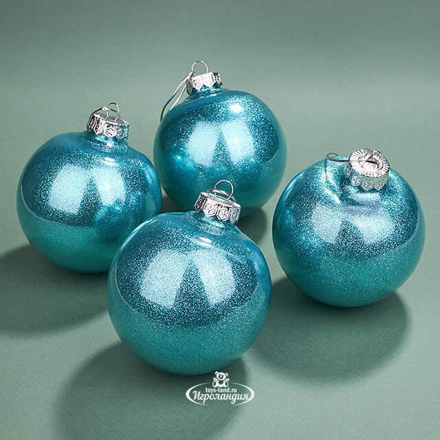 Елочные ПЭТ шары Albertine - Azure Deal 10 см, 4 шт, пластик Winter Deco