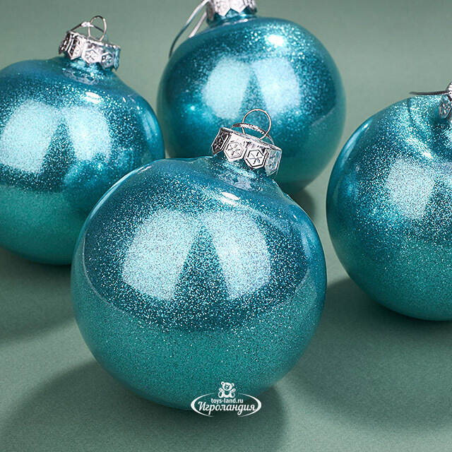 Елочные ПЭТ шары Albertine - Azure Deal 10 см, 4 шт, пластик Winter Deco